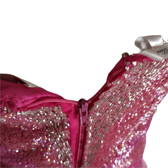 Mon Cheri Beaded Mock Corset Evening Dress Size 6 Strapless Long Formal - Picture 9 of 12